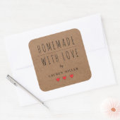 HOMEMAAL MET LOVE Kraft paper Vierkante Sticker (Envelop)