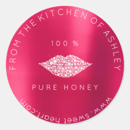 Homemade 100 % honing uit glazen witte glazen meta ronde sticker