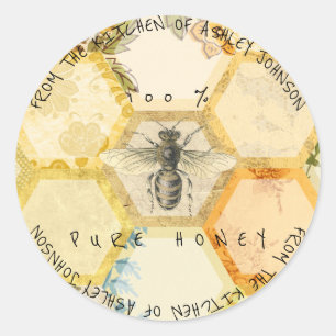 Homemade 100 % honing van de keukenbijen ronde sticker