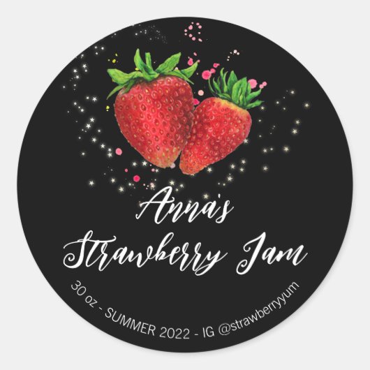 *~* Homemade aardbei AP30 Jam Jelly PReserves Ronde Sticker (Voorkant)
