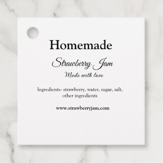 Homemade aardbei jam gemaakt met liefde voeg tekst bedankjes labels (Voorkant)