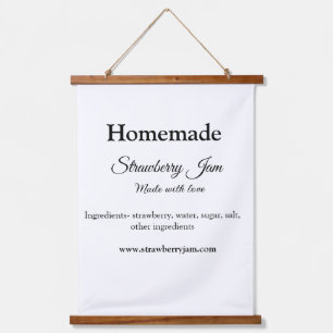 Homemade aardbei jam gemaakt met liefde voeg tekst hangend wandkleed