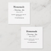 Homemade aardbei jam gemaakt met liefde voeg tekst vierkante visitekaartje (Voorkant / Achterkant)