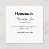 Homemade aardbei jam gemaakt met liefde voeg tekst vierkante visitekaartje (Achterkant)