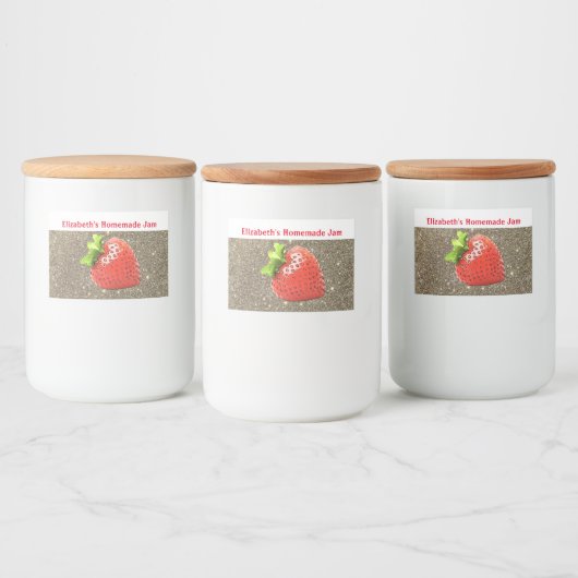 Homemade aardbery Jam Custom Sparkle Silver Red Voedselcontainer Etiket (Flessen)