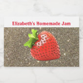 Homemade aardbery Jam Custom Sparkle Silver Red Voedselcontainer Etiket (Enkel label)