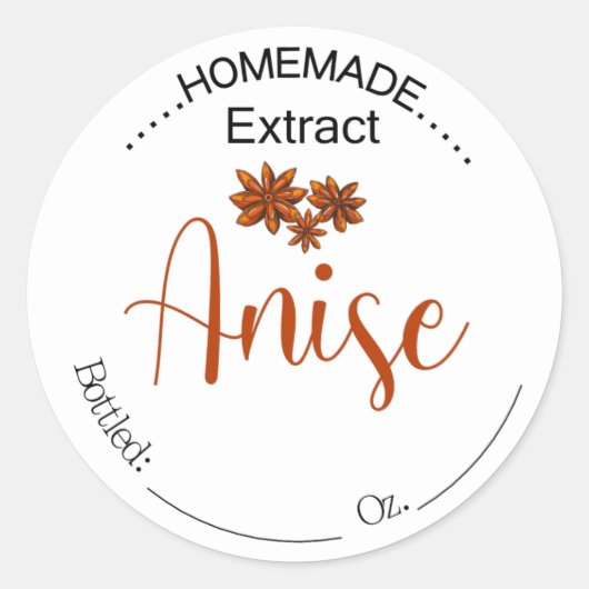 Homemade Anise Extract label, label voor voedselbe (Voorkant)
