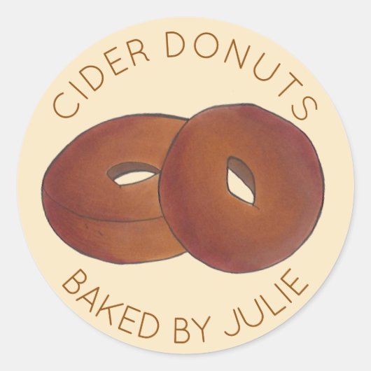 Homemade appel cider donuteert dubbelnoten die zij ronde sticker (Voorkant)