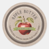 HOMEMADE APPLE BOTER Grunge Font Kraft en Bruin Ronde Sticker (Voorkant)