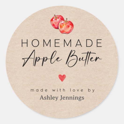 Homemade Apple Butter Labels | Made with Love (Voorkant)