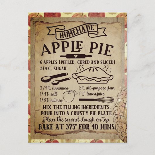 Homemade Apple Pie Recipe| Briefkaart (Voorkant)