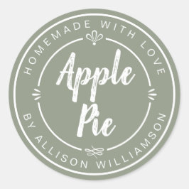 Homemade Apple Pie Sage Green Ronde Sticker