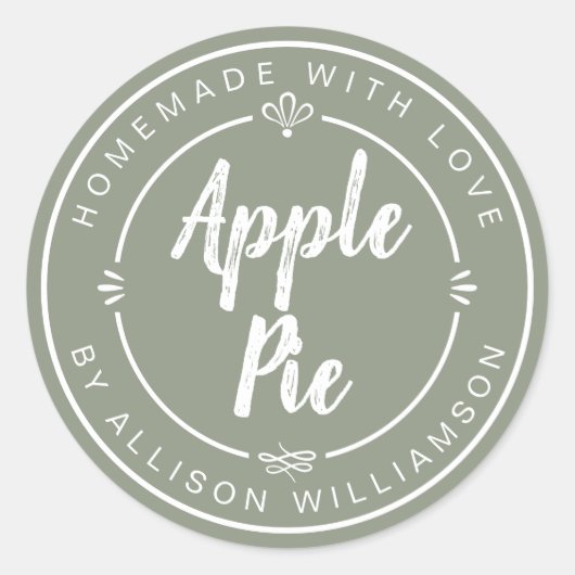 Homemade Apple Pie Sage Green Ronde Sticker (Voorkant)