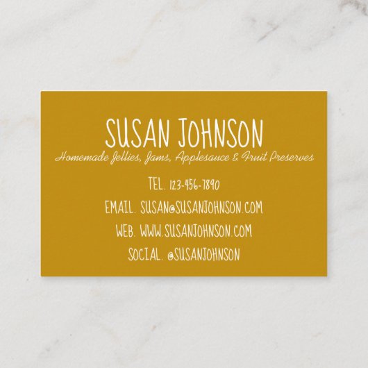 Homemade Applesauce Jar Canning Food Apple Sauce Visitekaartje (Achterkant)