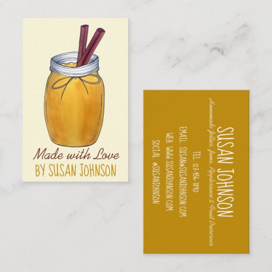 Homemade Applesauce Jar Canning Food Apple Sauce Visitekaartje (Voorkant / Achterkant)