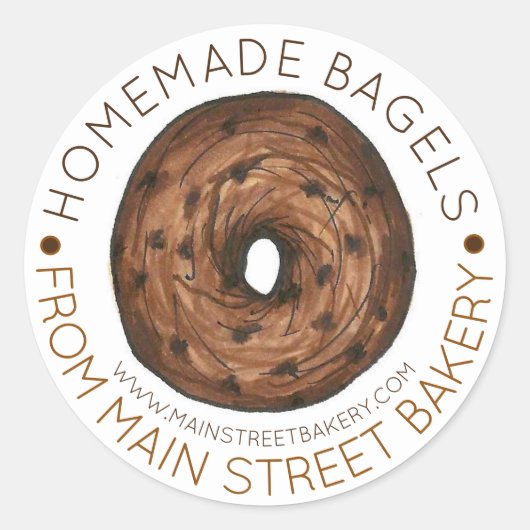 Homemade Bagels bakkerij met liefde bedekt door Ronde Sticker (Voorkant)
