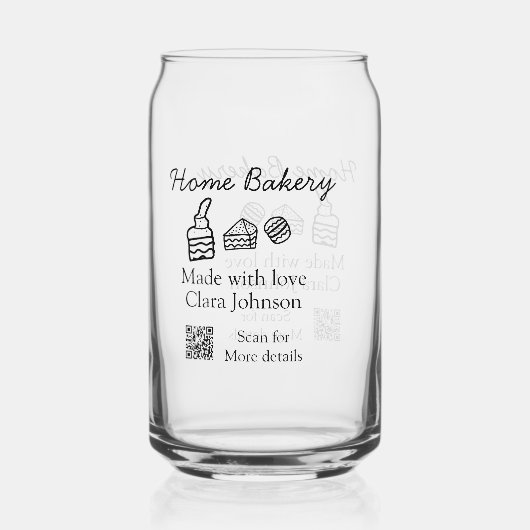 Homemade bakery add jouw tekst name custom blikvorm glas (Voorkant)