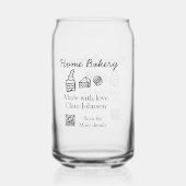 Homemade bakery add jouw tekst name custom blikvorm glas (Achterkant)