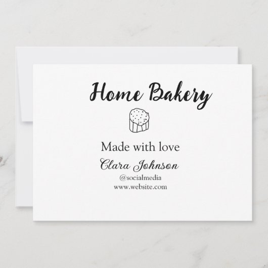 Homemade bakery add jouw tekst name custom kaart (Voorkant)