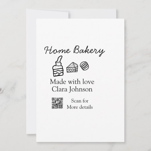Homemade bakery add jouw tekst name custom kaart (Voorkant)