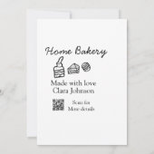 Homemade bakery add jouw tekst name custom kaart (Achterkant)