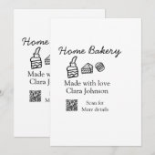 Homemade bakery add jouw tekst name custom kaart (Voorkant / Achterkant)