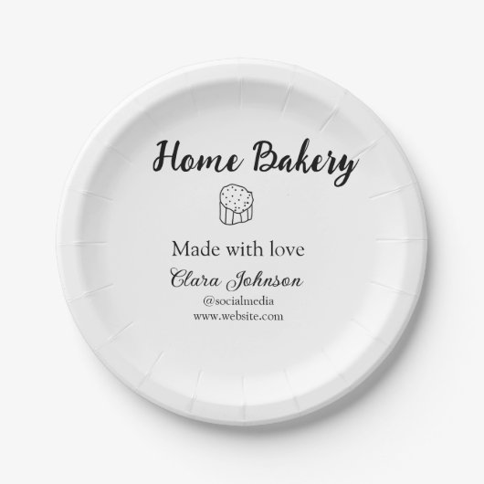 Homemade bakery add jouw tekst name custom papieren bordje (Voorkant)