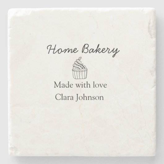 Homemade bakery add jouw tekst name custom stenen onderzetter (Voorkant)