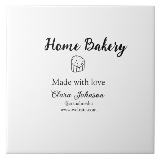 Homemade bakery add jouw tekst name custom tegeltje (Voorkant)