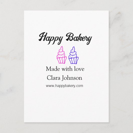 Homemade bakery add your text name custom briefkaart (Voorkant)