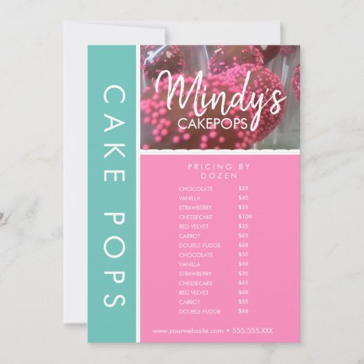 Homemade Bakery Cakepops Flyer-prijslijst Kaart (Voorkant)