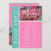 Homemade Bakery Cakepops Flyer-prijslijst Kaart (Voorkant / Achterkant)