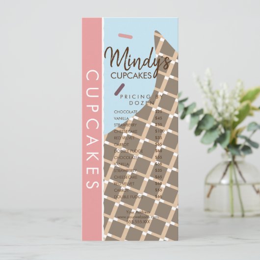 Homemade Bakery Cupcakes Flyer Pricing List D Kaart (Staand voorkant)