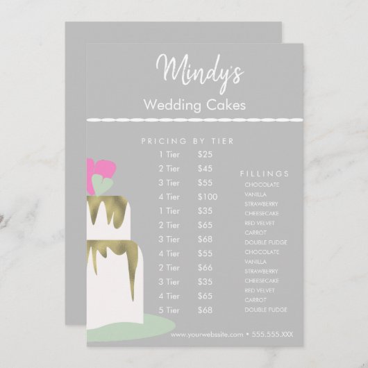 Homemade Bakery Cupcakes Flyer Pricing List Kaart (Voorkant / Achterkant)