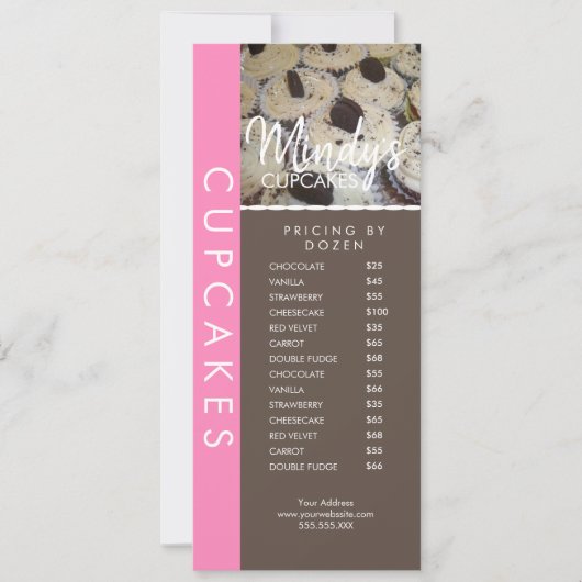 Homemade Bakery Cupcakes Flyer-prijslijst C Kaart (Voorkant)