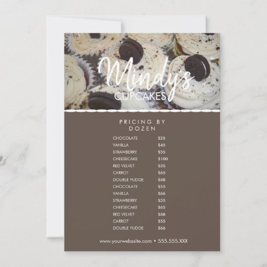 Homemade Bakery Cupcakes Flyer-prijslijst Kaart (Voorkant)