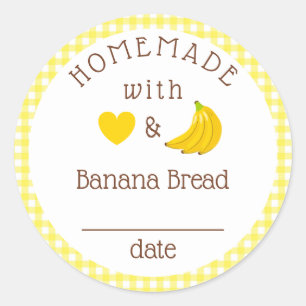 Homemade Banana Bread Gingham  Ronde Sticker