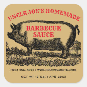 Homemade Barbecue Sauce  1890 Sjabloon Vierkante Sticker