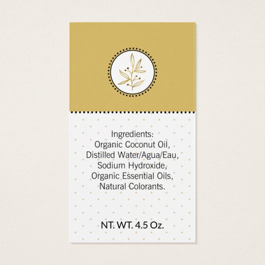 Homemade Bath & Body Label Gold & Black Hang Label Visitekaartje (Achterkant)
