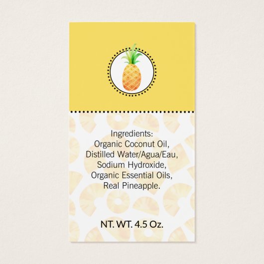Homemade Bath & Body Label Pineappel | CadeauLabel Visitekaartje (Achterkant)