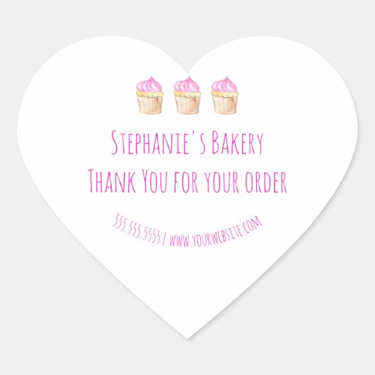 Homemade bedankt voor je bestelling roze bakkerij hart sticker (Voorkant)