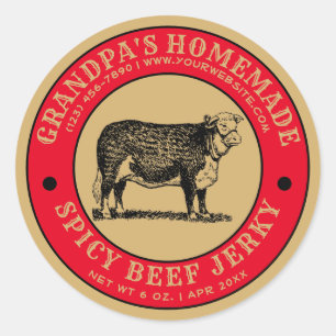 Homemade Beef Jerky  Sjabloon Klassieke ronde Sticker