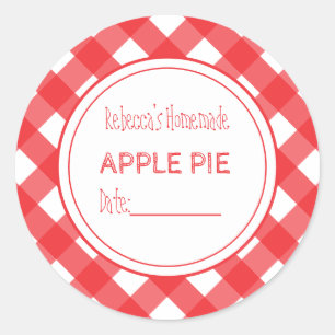 Homemade Bked Goods Apple Pie Red & White Check Ronde Sticker