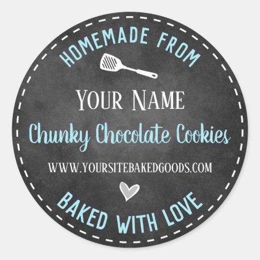 Homemade Bked Goods Chalkboard Personalized Clas Ronde Sticker (Voorkant)