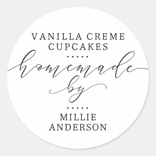 Homemade Bked Goods Handgeschreven Script Business Ronde Sticker (Voorkant)