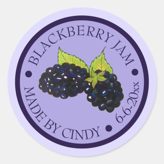 Homemade Blackberry Jam Jelly PReserves, geconserv Ronde Sticker (Voorkant)