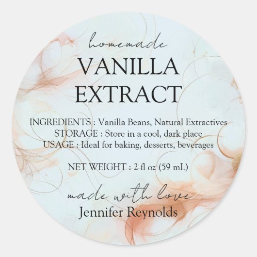 Homemade blue Vanilla Extract and Instructions Ronde Sticker (Voorkant)