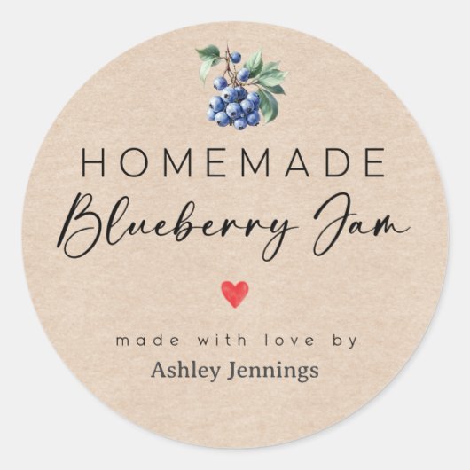 Homemade Blueberry Jam Labels | Made with Love (Voorkant)