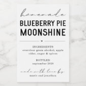Homemade Blueberry Pie Moonshine Label personalise Wijn Etiket (Enkel label)