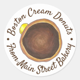 Homemade Boston Cream Donut Doughnut Bakery Ronde Sticker